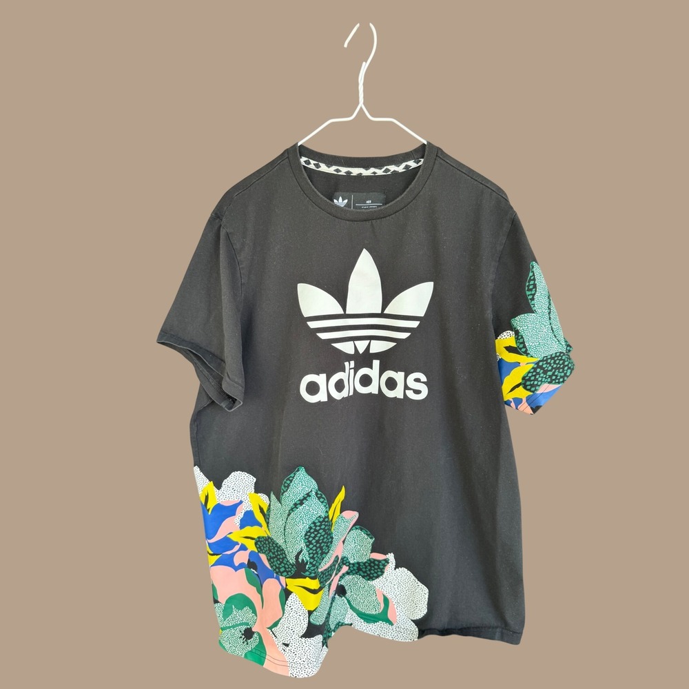 Adidas x HER Studio London Floral Trefoil Tee Women's XL Black Streetwear